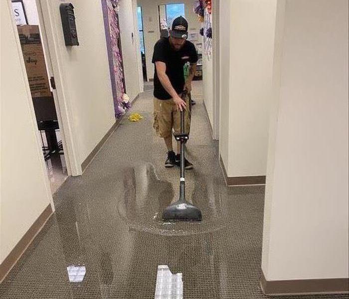 Standing water in a hallway