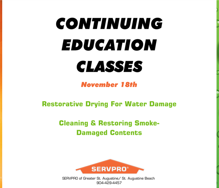 SERVPRO of South Fleming Island/ North Bradford County hosts a Free Continuing Education Class for Insurance Agents/ Adjuster