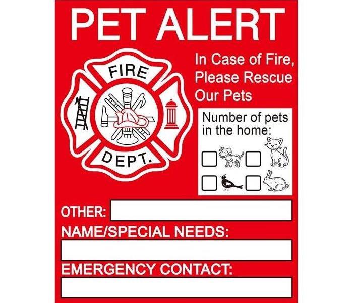 Pet alert window decal with information to aid in rescue